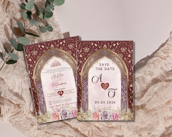 Elegante muslimische Hochzeitseinladungsvorlage (Canva)