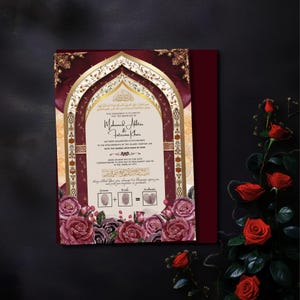 Fingerabdruck Nikkah-Zertifikat | Islamische Heiratsurkunde | Muslimischer Hochzeitsvertrag | Personalisierte Nikah Nama | Islamisches Nikkah-Zertifikat