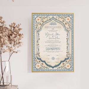 Islamische Heiratsurkunde - Custom Nikkah Nama, digitale muslimische Hochzeitsurkunde, druckbarer Nikah Vertrag, Sofort Download