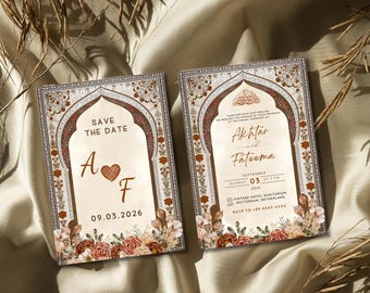 Luxury Nikkah Invitation Template: Elegant Muslim Wedding Card (Canva Editable, Digital Download 5x7 in )
