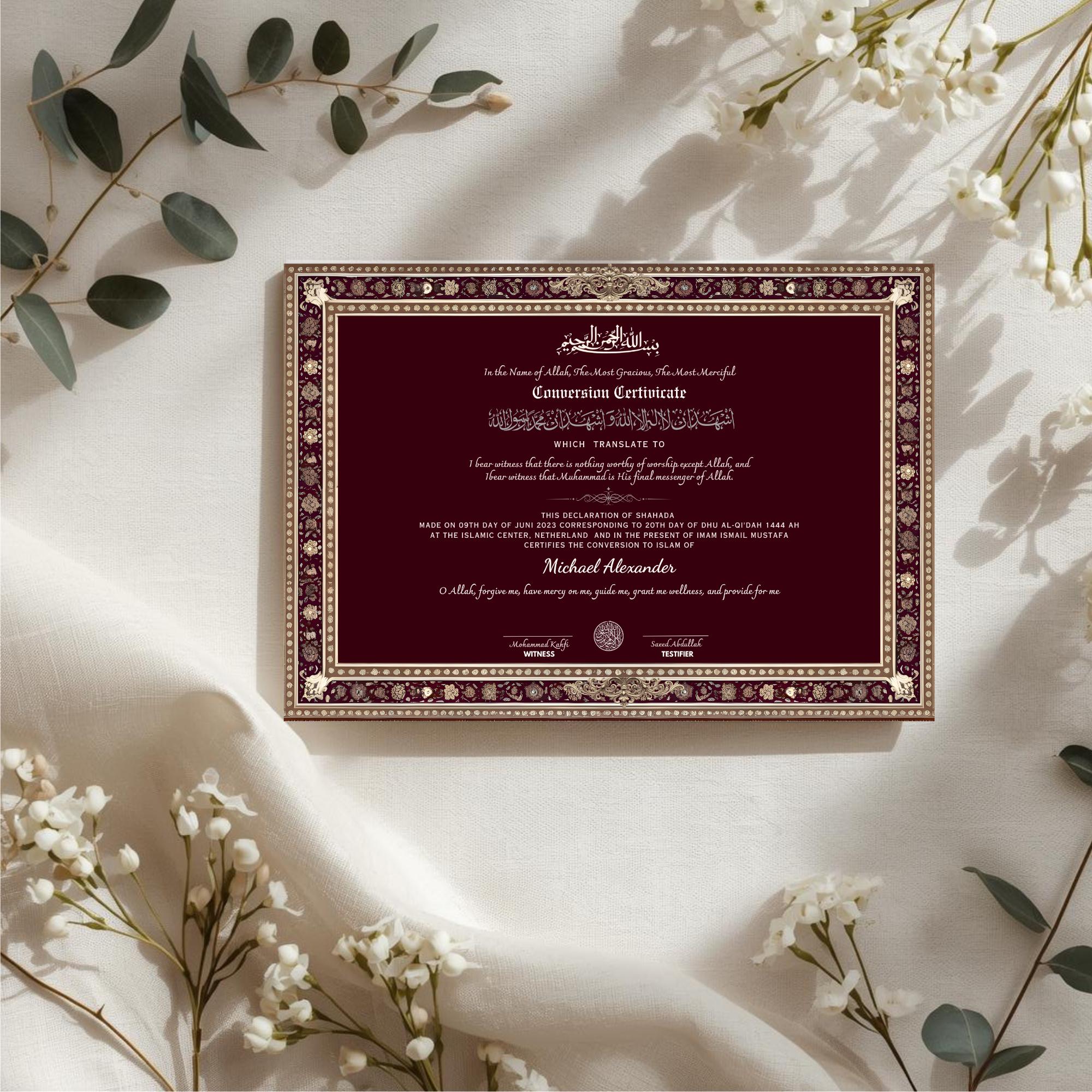 Islamic Conversion Certificate.pdf Shahada Certificate Printable | Islamic Conversion Certificate ...