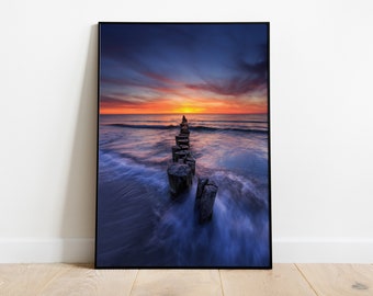 Poster - Coucher de soleil sur la mer Baltique - Photo nature | Peinture murale imprimée | Impression photo haut de gamme | différentes tailles | sans cadre