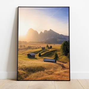 Wandbild Seiser Alm Südtirol | Wandbilder Wohnzimmer Deko | Natur Bilder | Premium Poster | verschiedene Größen | Ohne Rahmen