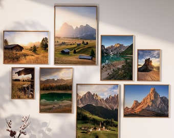 Set of 8 murals Seiser Alm South Tyrol | Wall pictures living room decoration | Nature Pictures | Premium Poster Set | different sizes | Without frame