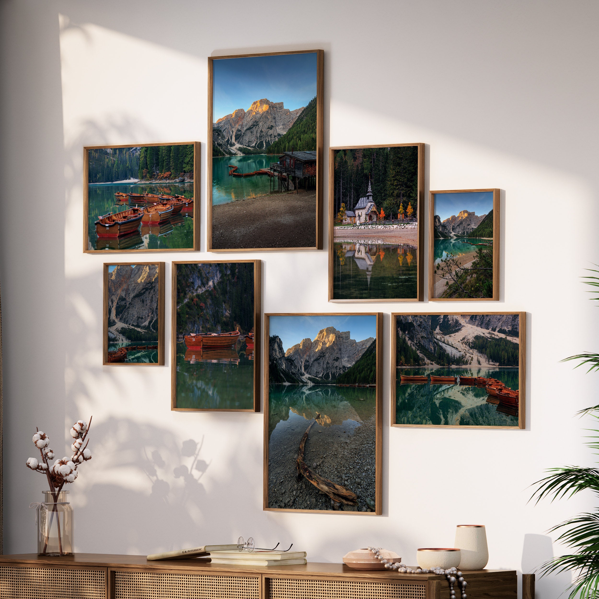 8er Set Wandbild Pragser Wildsee Südtirol | Wandbilder Wohnzimmer Deko