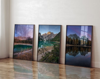 Set of 3 Dolomites South Tyrol wall pictures | Wall pictures for living room decoration | Nature pictures | Set of 3 posters | Various sizes | Without frame
