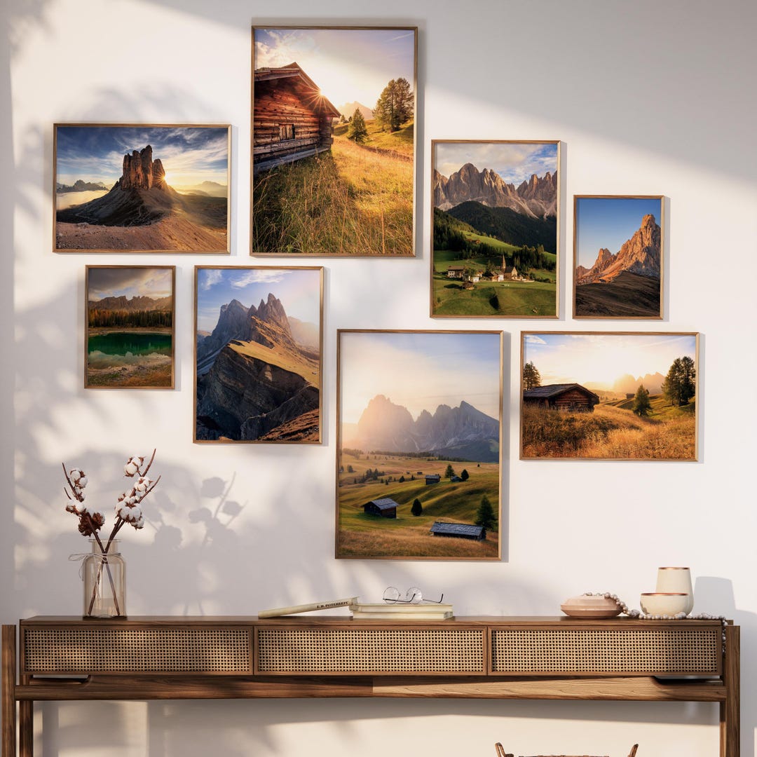 Set of 8 Posters: South Tyrol Seiser Alm | Living Room Wall Art ...