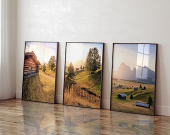 Set of 3 murals Seiser Alm South Tyrol | Wall pictures living room decoration | Nature Pictures | Poster set of 3 | different sizes | Without frame