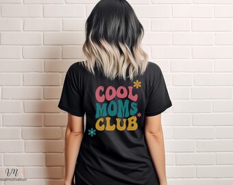 Stylisches Damen T-Shirt 'Cool Moms Club' | Geschenk für Mama | Muttertag, Weihnachten | 100% Baumwolle | Retro-Design | Statement shirt Mom