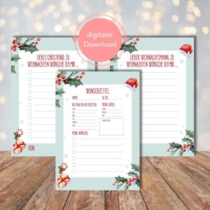 Wish list for Santa Claus or Father Christmas | Set of 3 to download and print | Wish list for children | Christmas letters