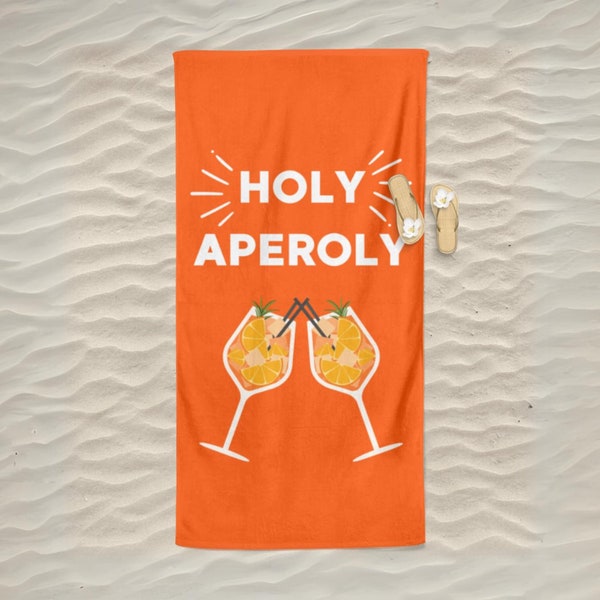Strandtuch Holy Aperoly | Geburtstagsgeschenk für Aperol Lover | Geschenkidee | Handtuch Orange | JGA Team Aperol | Aperol Spritz Badetuch
