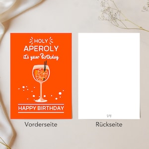 HOLY Aperoly Geburtstagskarte Aperol Happy Birthday Postkarte DIN A6 Grußkarte Orange, Weiß Aperol Geburtstagsgeschenk Karten Bild 5