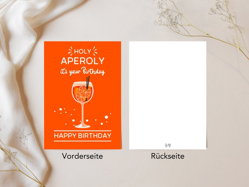 HOLY Aperoly Geburtstagskarte Aperol Happy Birthday Postkarte DIN A6 Grußkarte Orange, Weiß Aperol Geburtstagsgeschenk Karten Bild 5