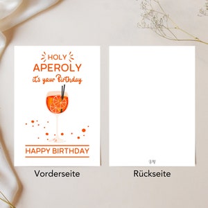 HOLY Aperoly Geburtstagskarte Aperol Happy Birthday Postkarte DIN A6 Grußkarte Orange, Weiß Aperol Geburtstagsgeschenk Karten Bild 6