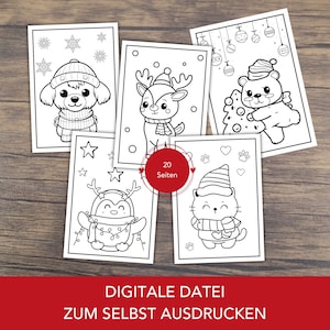 20 pagine da colorare di Natale da stampare | Giochi di Natale | Disegni da colorare per bambini Natale | Disegni da colorare animali | sciocchezza | DIGITALE