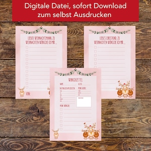 Wish list for Santa Claus or Father Christmas | Set of 3 to download and print | Wish list for children | Christmas letters
