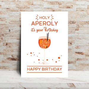 HOLY Aperoly Geburtstagskarte | Aperol Happy Birthday | Postkarte oder Klappkarte DIN A6 | Grußkarte | Aperol Geburtstagsgeschenk | Karten