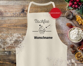 Personalisierte Backschürze Backfee | Weihnachtsgeschenk Mama, Oma | Schürze Weihnachtsbäckerei | Backschürze Plätzchen backen | Lebkuchen