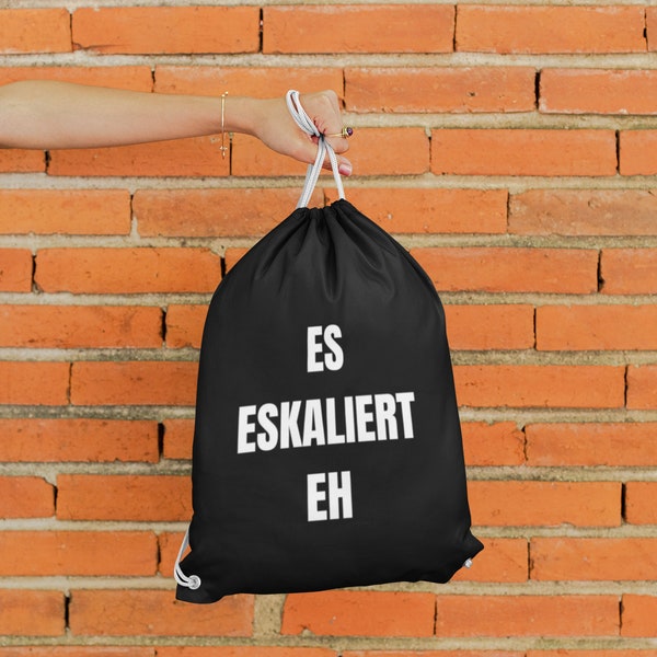 Es Eskaliert Eh - Turnbeutel für Fasching, Karneval, JGA | Lustiges Motiv, perfekt für Gruppen | Festival Accessoire | Statement Rucksack