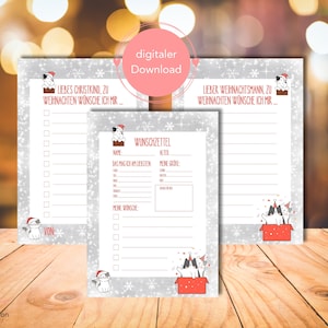 Wish list for Santa Claus or Father Christmas | Set of 3 to download and print | Wish list for children | Christmas letters