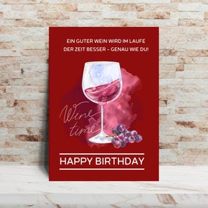 Wein Geburtstagskarte | Happy Birthday | Postkarte DIN A6 | Grußkarte | Wein Geburtstagsgeschenk | Mitbringsel Geburtstag | Geschenkidee