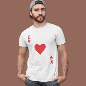 Männer T-Shirt mit Pik, Karo, Herz, Kreuz König | Spielkarten Kostüm | Fasching Gruppenkostüm | Karneval Partnerkostüm | Faschingshirt Mann