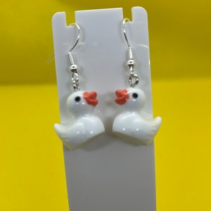 Assorted colours cute little ducks, rubber ducks, dangle drop earrings