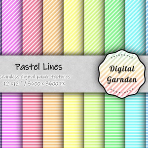 Pastel Lines patterned digital paper, craft paper, scrapbook paper, instant download, stripes pattern, lined pattern, striped background