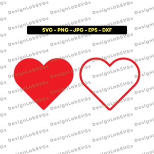 Love Heart (Solid and Outline) - Instant Digital Download - SVG, PNG, DXF, eps, jpg - Suitable for Cutting Machine (Cricut, Silhouette, etc)