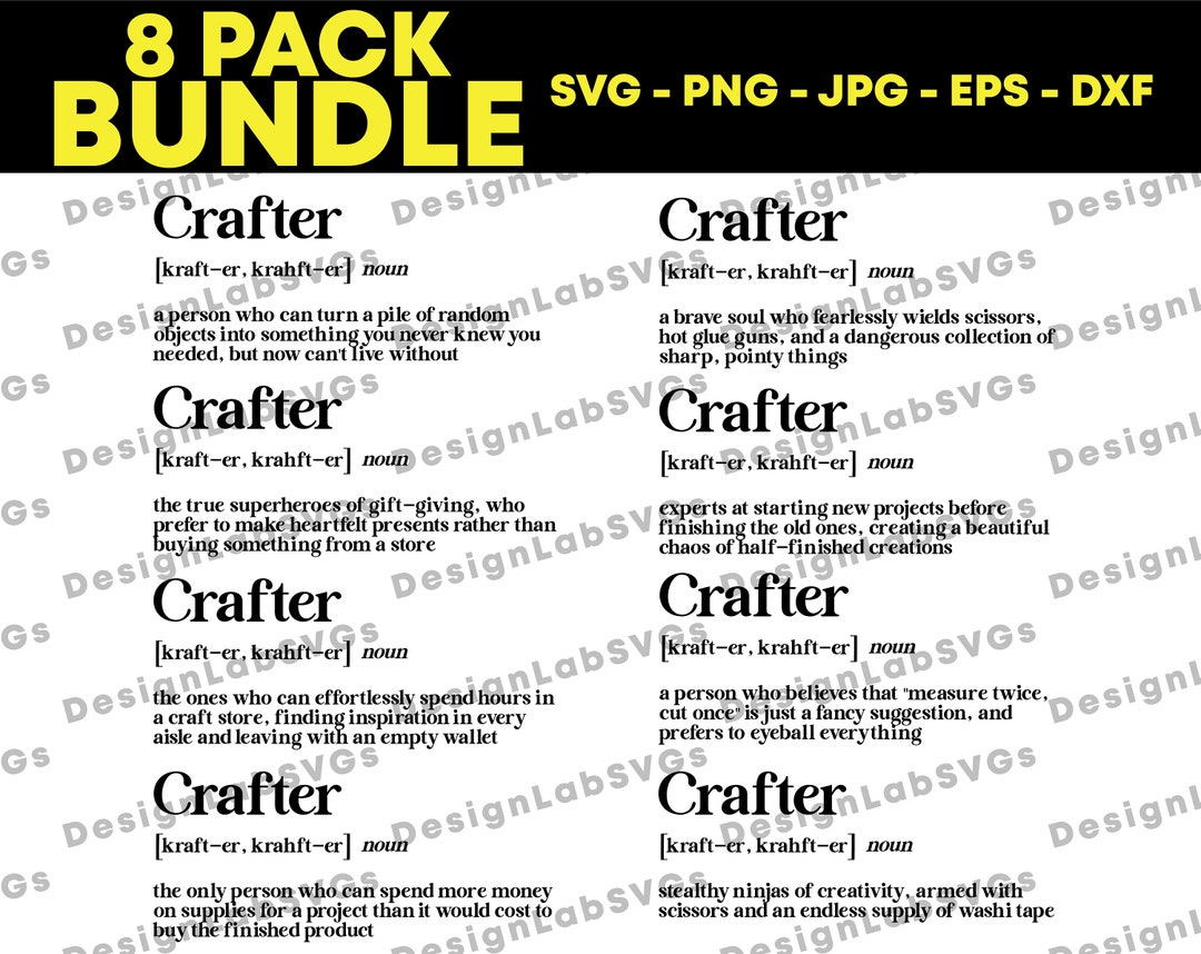 Crafter Definition Bundle Instant Digital Download SVG, PNG, DXF, Eps