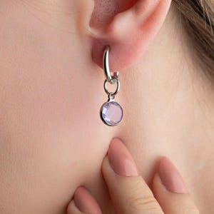 Birthstone Hoop  Earrings, Dainty Birthstone Earrings for Women, Gemstone Earrings, Tiny Birthstone Earrings, Christmas Gift, Birthday Gift