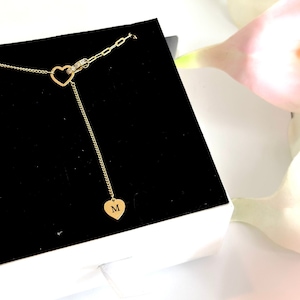Personalized Unique Love Necklace for Her , Engraved Letter Necklace with crystal , Mothers Day Gift, Gold Heart Letter Necklace Gift