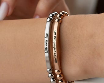 Custom Engraved Bracelet, Matching Bracelets, Motivational & Inspirational Gift, Sister Friendship Jewelry, Christmas gift