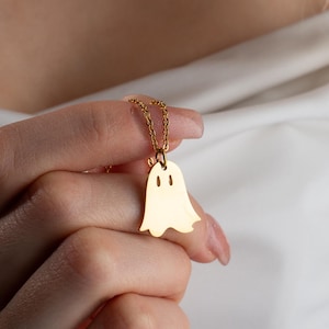 Cute Ghost Necklace, Halloween Gifts for Her, Ghost Necklace, Halloween Necklace, Minimalist Ghost Jewelry, Kids Necklace, Halloween Charm