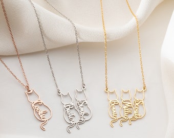 Personalized Cat Name Necklace, Custom Pet Name Necklace, 925K Sterling Silver, Cat Memorial Gift, Gift for Her, Birthday Gift