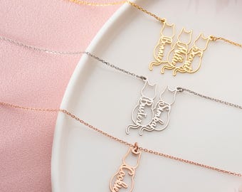 Custom Cat Name Necklace - Mother’s Day Gift for Cat Mom - 925 Sterling Silver Pet Jewelry - Personalized Cat Lover Gift for Her
