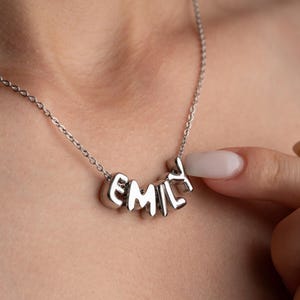 Personalized Tiny Balloon Initial Name Necklace, Mini Name Necklace, Minimalist Necklace, Personalized Gift, Gift for her, Christmas Gift image 9
