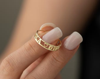 Personalized Name Ring, Mom Jewelry Gift,  925K Sterling silver ring, Custom Band Ring, Roman Numerals Ring, Personalized Christmas Gift
