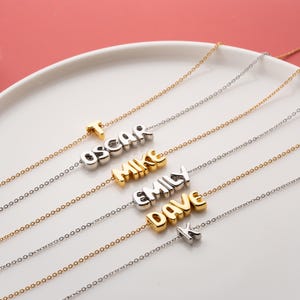 Personalized Tiny Balloon Initial Name Necklace, Mini Name Necklace, Minimalist Necklace, Personalized Gift, Gift for her, Christmas Gift image 6