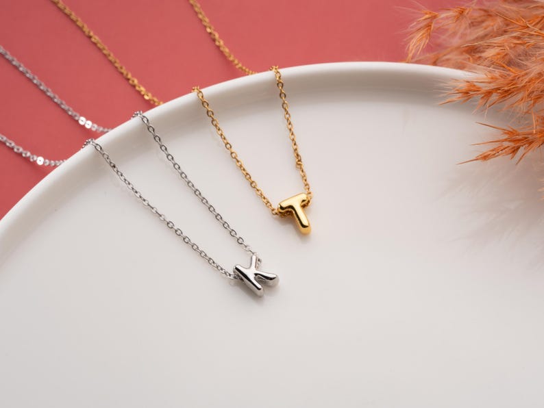 Personalized Tiny Balloon Initial Name Necklace, Mini Name Necklace, Minimalist Necklace, Personalized Gift, Gift for her, Christmas Gift image 8