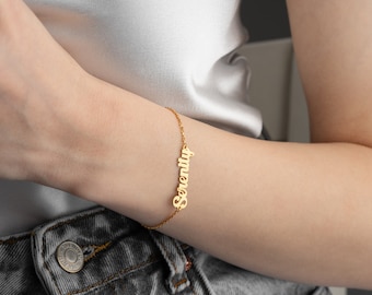 Christmas gift for Custom Name Bracelet , Multiple Gold Nameplate Bracelet, Baby Name Bracelet, Personalized Name Bracelet  gift for her