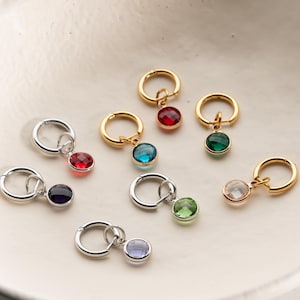 Birthstone Hoop  Earrings, Dainty Birthstone Earrings for Women, Gemstone Earrings, Tiny Birthstone Earrings, Christmas Gift, Birthday Gift