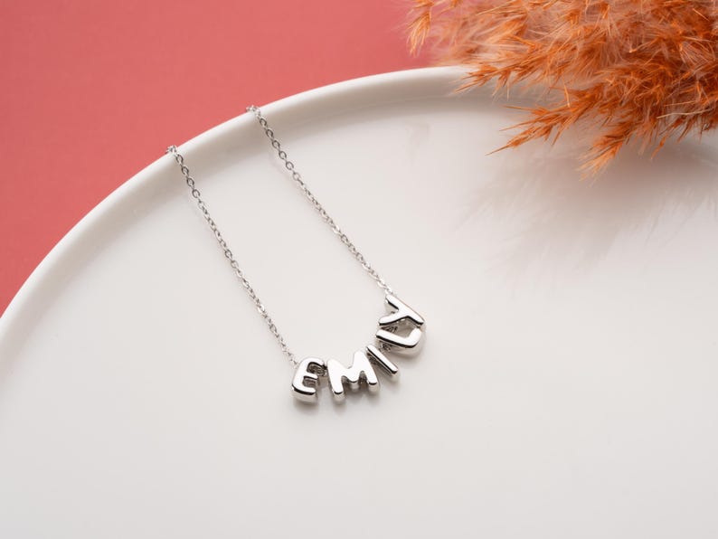 Personalized Tiny Balloon Initial Name Necklace, Mini Name Necklace, Minimalist Necklace, Personalized Gift, Gift for her, Christmas Gift image 7