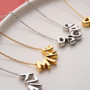 Personalized Tiny Balloon Initial Name Necklace, Mini Name Necklace, Minimalist Necklace, Personalized Gift, Gift for her, Christmas Gift image 4