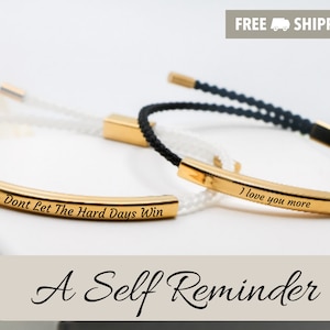 Reminder Inspirational Bracelet, Don&#39;t Let The Hard Days Win Tube Bracelet, Custom Engraved Tube  Bracelet, valentines day gift for couples