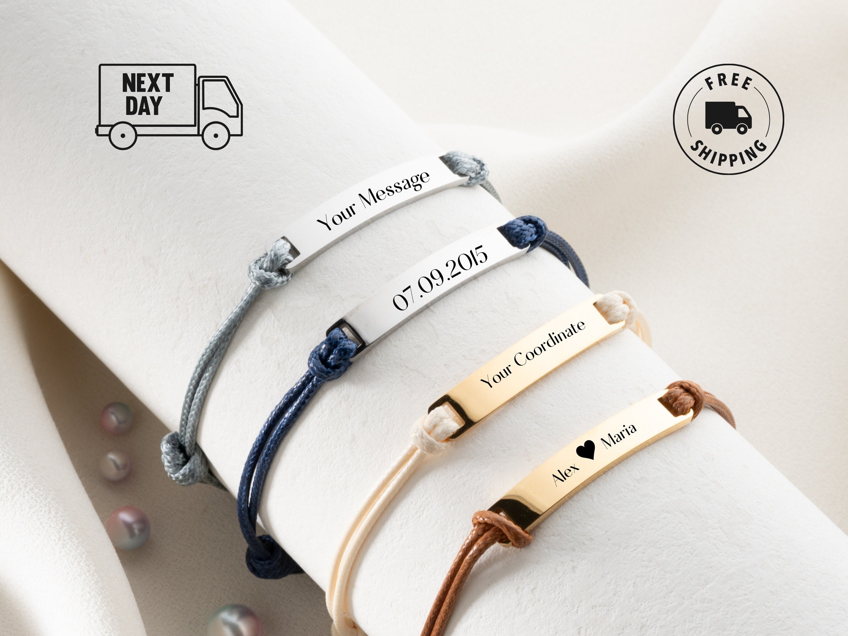 Engraved friendship bracelets personalized sale