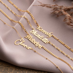 18k Gold Personalized Name Necklace Jewelry, Handmade Jewelry, Personalized Gift, Initial Necklace, Custom Necklace, Christmas Gift for Mom