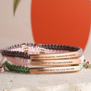 Personalized Engraved matching  bracelet, Inspirational Bracelet, bracelet for her, Dont let the hard days win tube bracelet, Christmas gift