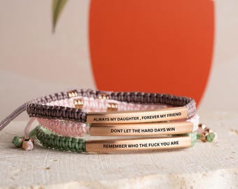 Personalized Engraved matching  bracelet, Inspirational Bracelet, bracelet for her, Dont let the hard days win tube bracelet, Christmas gift