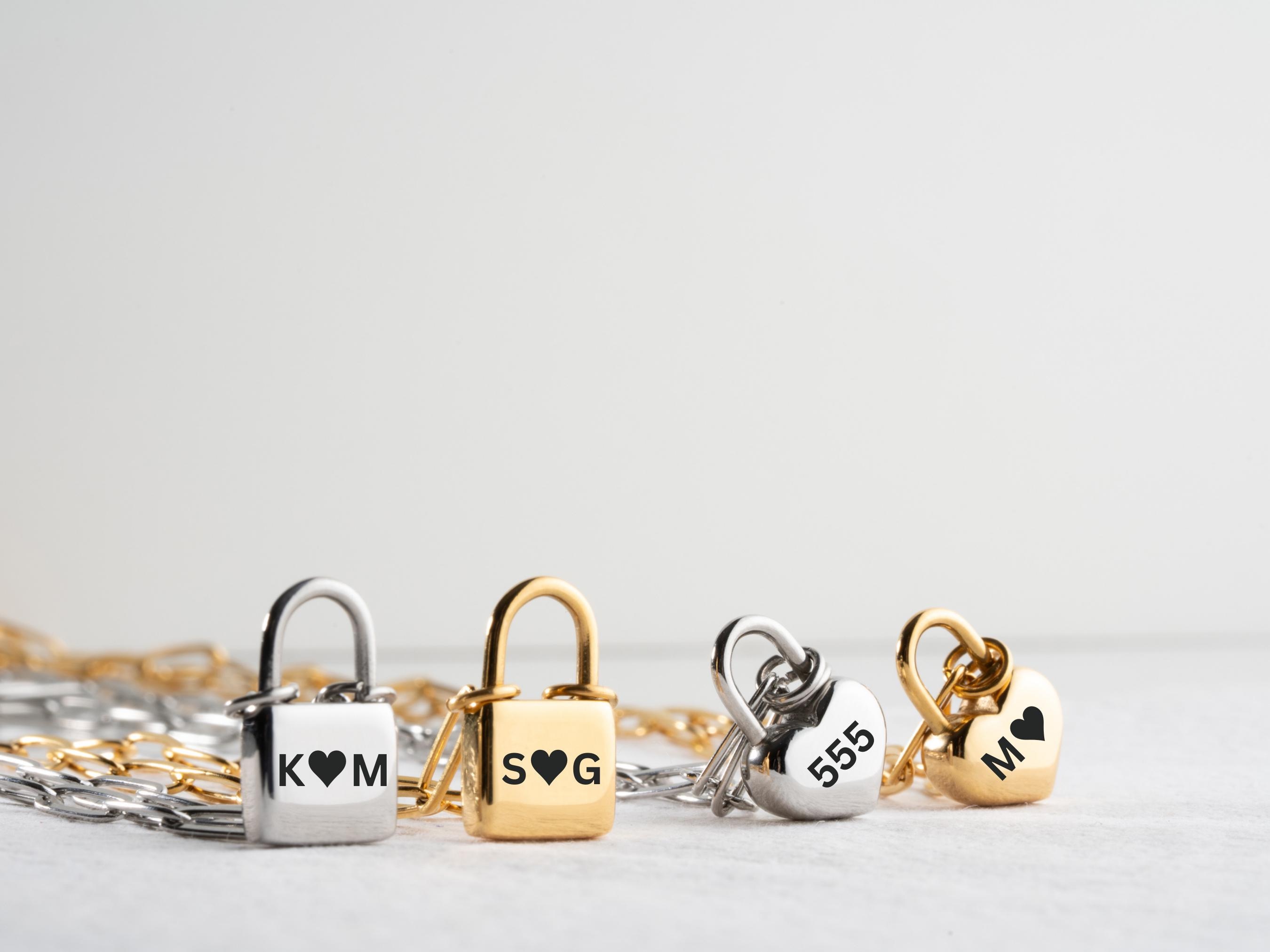 Personalized Initial Jewelry with Paperclip Chain, Lock Charm Necklace ,Engraved Padlock Necklace, Lock Pendant Necklace, Anniversary Gift
